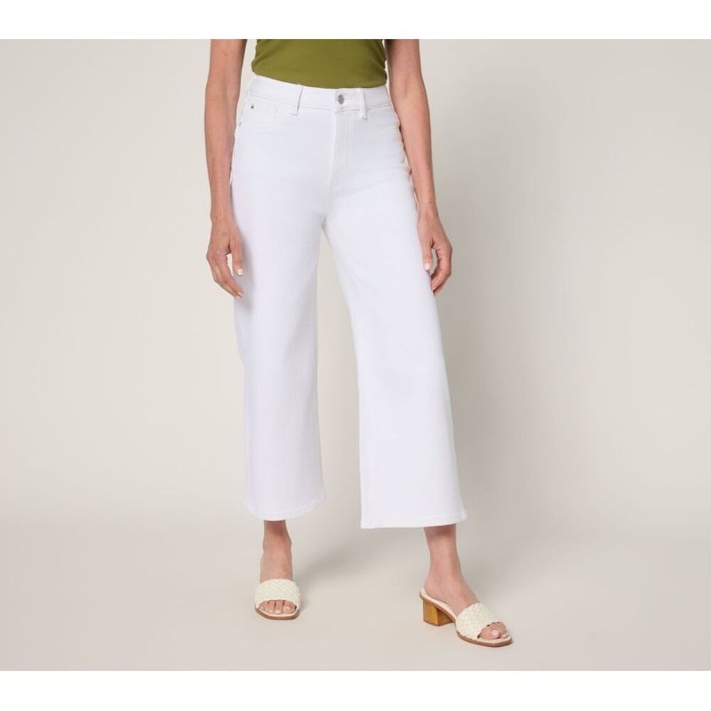 Adidas Women's Pants Sz 4 NCE Cropped Wide Leg Jeans White A700712